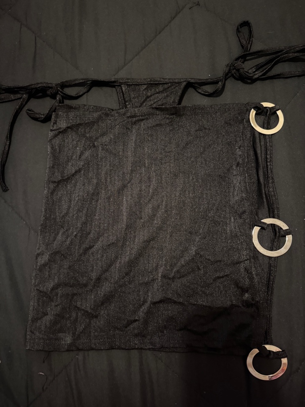 Black Mini Skirt with Decorative Silver Rings